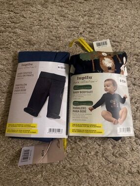 Baby Blue Woodland Animal Unisex Footed Pants & Bodysuit Onesie Set - size 6-12M